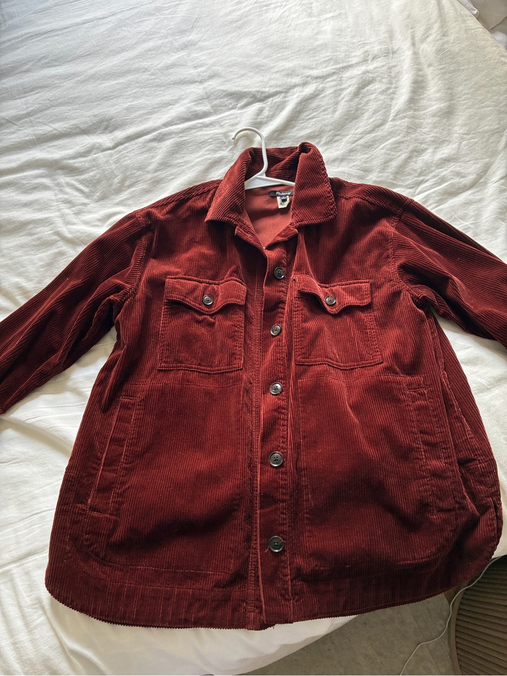Madewell Corduroy Button-Front Jacket in Deep Red